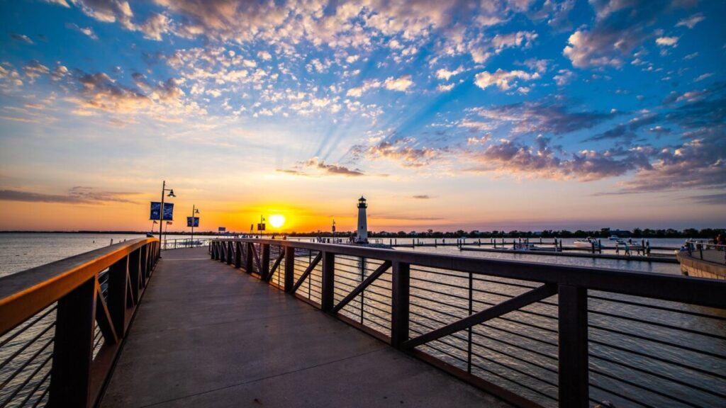 Sunset over Lake Ray Hubbard from a Rockwall TX pier