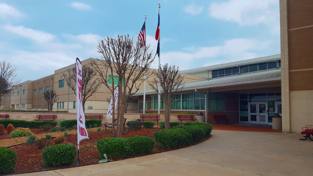 Front of Wylie High School in Wylie, TX
